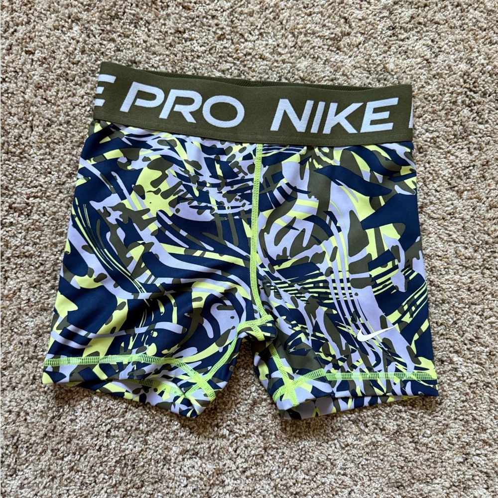 Nike Girls Pro Dri-FIT Compression Shorts with Neon Accents